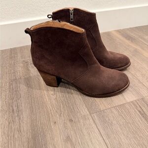 Lands' End Dark Brown Suede Ankle Booties